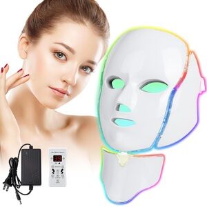 LED Face Mask Light Therapy, 7 Colors Red Light Therapy for Face